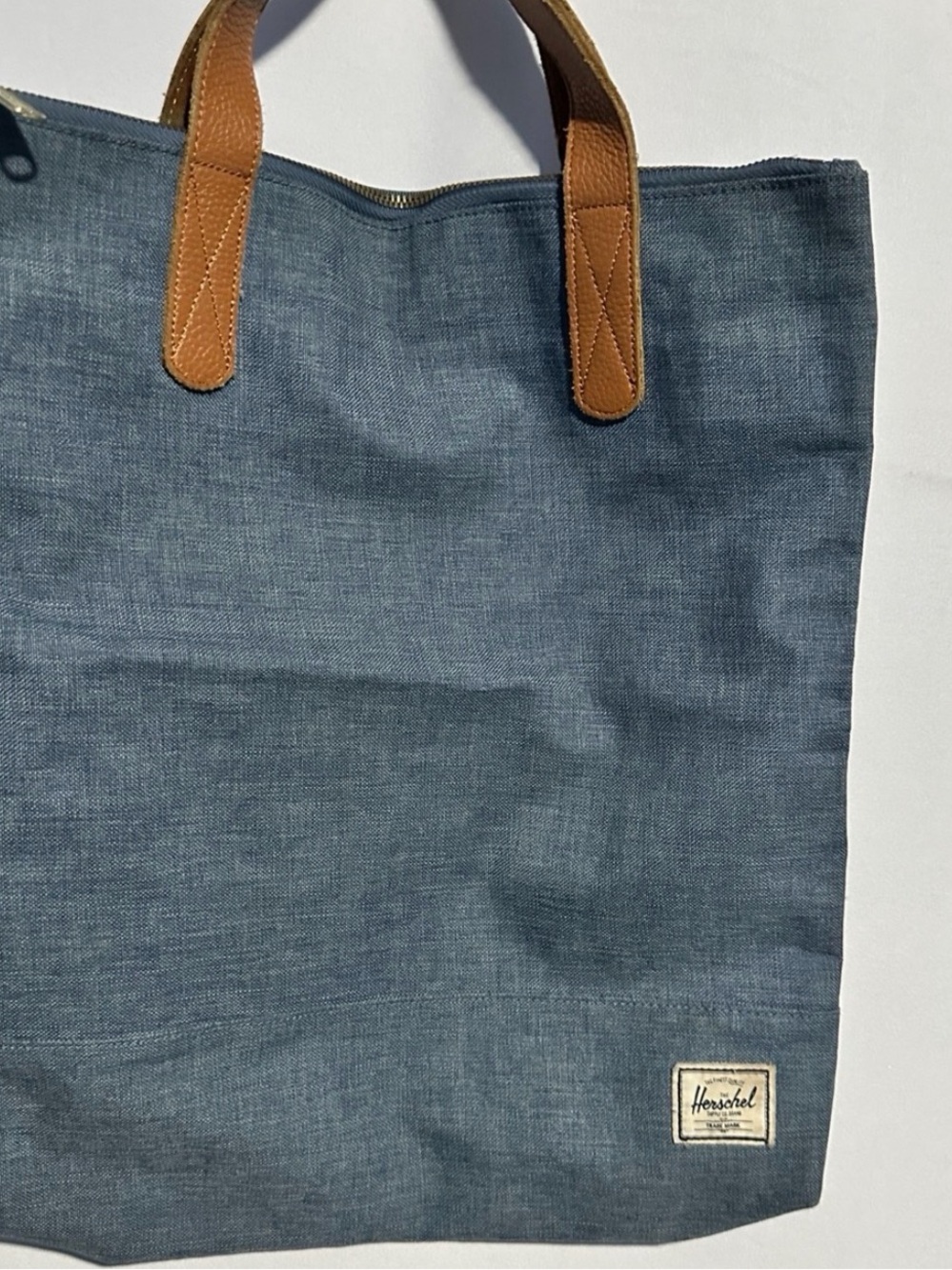 Herschel Supply Company Denim Blue Canvas Tote with Ivory Logo Patch
